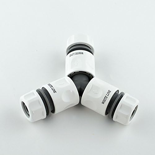 Quantum Garden White Line Set Y Splitter 3-Way Hose Connector, 1/2"