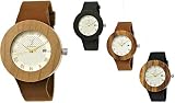 Handgefertigte Holzwerk Germany® Designer Damen-Uhr Öko Natur Holz-Uhr Leder Armband-Uhr Analog Klassisch Quarz-Uhr Schwarz Braun mit Datum Weiß Gold-enes Zifferblatt Römische Ziffern (braun.)