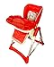 FoxHunter Baby High Chair Foldable Highchair Feeding Seat Height Adjustable Recline Padded Cushion Double Tray and Basket Red