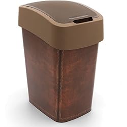 CURVER Poubelle 25L Leather Design Flip Bin Poubelle avec Couvercle Cuisine Budget