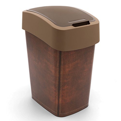 CURVER Contenedor de Basura, 25 l, Tapa giratoria, diseño de Cuero, para la Cocina y para el hogar