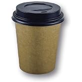 8 OZ Kahverengi Kraft Kapaklı Baskısız Karton Sıcak Kahve Bardağı 100 Adet