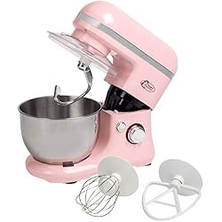 Bestron Robot de cuisine au design rétro avec fouet, Crochet pétrisseur et batteur, Sweet Dreams, 1000 W, Rose