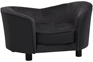 vidaXL Canapé pour Chien Noir 69x49x40 cm Peluche et Similicuir Sofa Animaux