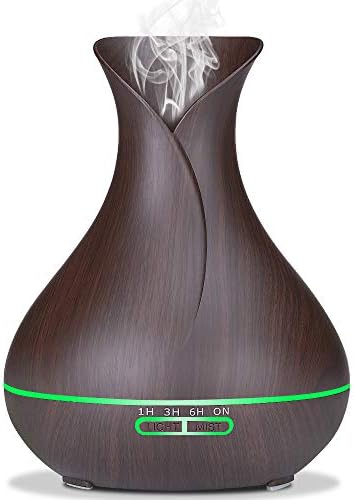 DJym Essential Oil Diffuser, 500ml Electric Ultrasonic Cool Mist Humidifier Aromatherapy Diffusers, Air Purifier with 7 Colour LED Lights, Super Quiet for Home Yoga,Black