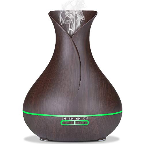 DJym Essential Oil Diffuser, 500ml Electric Ultrasonic Cool Mist Humidifier Aromatherapy Diffusers, Air Purifier with 7 Colour LED Lights, Super Quiet for Home Yoga,Black