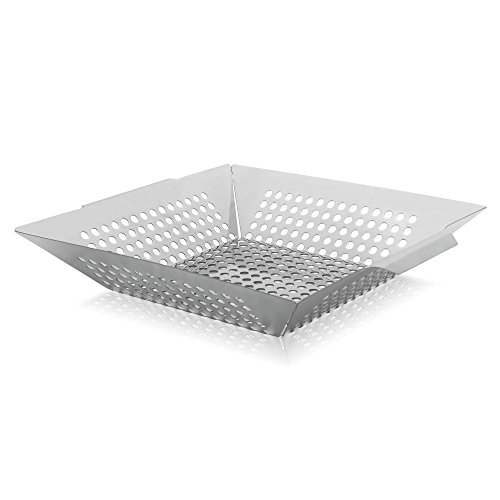 BBQ-TORO Gemüse Grillkorb, Grillschale, Edelstahl Lochpfanne, Grillpfanne, Gemüsewok, 30 x 30 cm