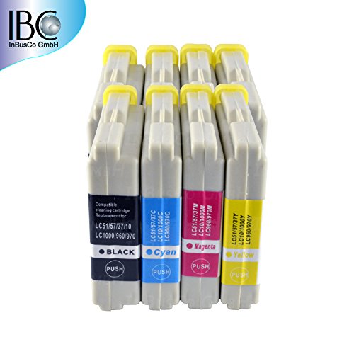 8 x cartuchos de tinta para Brother MFC-serie LC1000 LC970: DCP-130C, DCP-135C, DCP-150C, DCP-330C DCP-350C, DCP-357C, DCP-540CN, DCP-560CN DCP-750CW, DCP-770CW MFC-235C, MFC-240C, MFC-260C, MFC-3360C MFC-440CN, MFC-465CN, MFC-5460CN, MFC-5860CN MFC-660CN, MFC-665CN, MFC-680CN, MFC-845CW Fax-Serie: FAX-1360, FAX-1860C, FAX-1960C, FAX-2480C