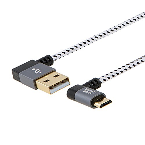 cablecreation links Winkel USB 2.0 A Stecker auf Winkel links Micro USB B männlich Kabel, Micro-USB-Kabel mit vergoldeten und Aluminium Fall, 1 Meter/3.2 ft, Space Grau - 3