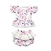 Produktbild URSING Neugeborenes Säugling Baby Mädchen Blumen Drucken Ärmellos T-Shirt mit Rüschen + Shorts Kurze Hose Outfits Kleidung Set Super süße Babyausstattung Bekleidungssets (80, Weiß)