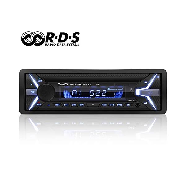 YOHOOLYO Autoradio mit Bluetooth Freisprecheinrichtung RDS FM Radio Tuner 1 Din USB/SD/Aux Anschluss Fernbedienung und ISO-Kabel (schwarz 1) (Verpackung MEHRWEG)