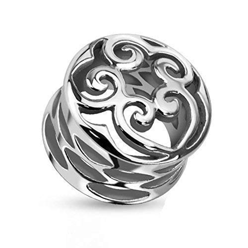 Coolbodyart Saddle Plug baccioli tosato Hearts and Swirls acciaio chirurgico cuore 8 mm - 20 mm, Acciaio anallergico, cod. CBAPSZ64_10