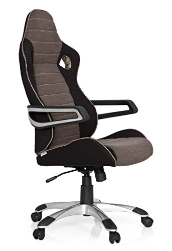 hjh OFFICE, 621849, Gaming chair, Home office chair, RACER PRO IV, silver, robust fabric, High back sport racing car swivel computer pc chair ,stylish armrests , modern and ergonomic design