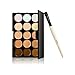 SONGQEE(TM) 15 Colors Contour Face Cream Makeup Concealer Palette + Travel Makeup Brush (BB-ZS-0106 Eyeshadow Brush)