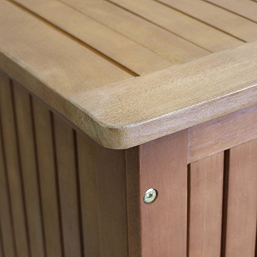 Wohaga® Gartenbox 133x58x55cm inkl. Innenplane Auflagenbox Kissenbox Gartentruhe Holztruhe Hartholz Akazie Auflagentruhe Sitztruhe - 6