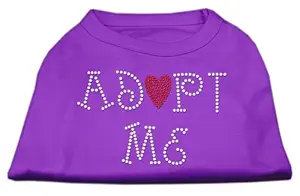 Mirage Pet Products 12-Inch Adopt Me Rhinestone Print Shirt for Pets, Medium, Purple