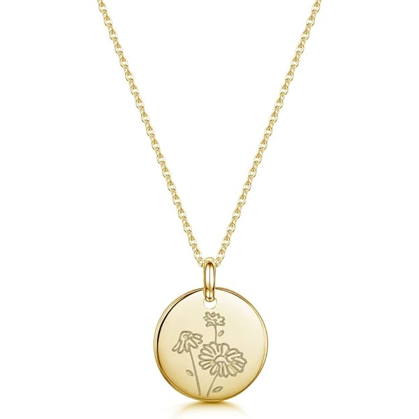 Collana Fiore Del Mese Di Nascita In Acciaio Inossidabile Placcato Oro – Regalo Personalizzato Per Ragazze E Donne