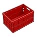 Produktbild WALTHER Faltbox aus Polypropylen - Inhalt 40 l, ohne Deckel - rot - Faltbox Klappbox Lagerkasten Stapelkasten aus Kunststoff Transport-Behälter Transportkiste aus Kunststoff Stapelkisten