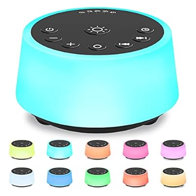 Color Noise Sound Machines With 10 Colors Night Light 25 Soothing Sounds And Sleep White Noise Machine 32 Volume Levels 5 Timers Adjustable Brightness Memory Function For Adults Kids Baby (black)