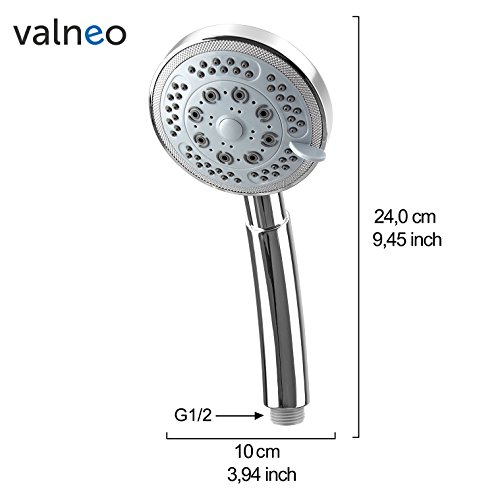 VALNEO Chrome-Duschkopf mit 5 Strahlarten | 2 Jahre Zufriedenheitsgarantie | Multifunktionsduschkopf, Duschbrause, Handbrause, Brause - 3