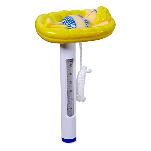 Pool Stab-Thermometer mit Motiv „Frau auf Luftmatratze“, lustig, schwimmend - 2