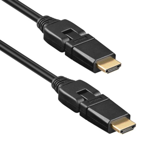Ligawo High Speed HDMI Kabel mit Ethernet (2x winkelbar, 90 Grad beidseitig, 2 m)
