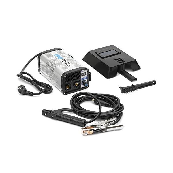 IPOTOOLS MMA-160R Elektroden Schweißgerät - IGBT Inverter Schweissgerät MMA/E-Hand mit 160 Amper/Digitale LCD Anzeige / 230V / Anti-Stick/Hot-Start/Arc-Force/Schutzschild