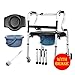 Produktbild LIULIFE Toilettenstuhl Alter Mann Vier Fuß Rollator Umlenkrolle Kommode Licht Klappbar Badesitz Höhenverstellbar,A