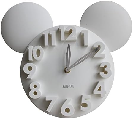 Home Meidi Digit 3D Wall Clock Decor with Big Round Modern Mouse Design, White Large