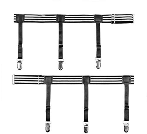 Men' Shirt Stays Garters Suspenders with Adjustable Elastic Non-slip Locking Clamps