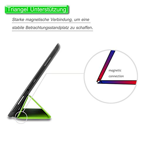 Infiland Samsung Galaxy Tab A 9.7 Hülle Case-Ultra Dünn Tri-Fold Smart-Muschel hochwertiges PU Leder Ultra Schlank Superleicht Ständer Smart Shell Cover Schutzhülle Etui Tasche für Samsung Galaxy Tab A 9.7 T550N/ T555N 24,6 cm (9,7 Zoll) WiFi/LTE Tablet-PC(mit Auto Schlaf / Wach Funktion)(Grün) - 6