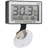 práctico y útil Trade Shop Traesio 8614 termómetro LCD Digital, Ventosa Sumergible, Alarma, Alta Baja Acuario Peces