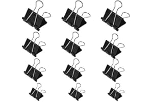TIMESETL 100 pcs Bulldog Clips, Binder Clips Foldback Clamp, Metal Paper Clips Multipurpose Clips Reusable Binder Clips for Notes Stationery - 15mm/ 19mm/ 25mm/ 32mm