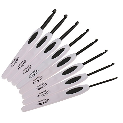 MagiDeal 8 Größe Aluminium Häkeln Haken Nadel Set Mit Weißen Kunststoff Griff 2,5mm-6mm - 2
