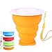Produktbild Tragbar Faltbar zusammenklappbar Silikon Cup Pop Up Reise Zubehör für Mann Damen Kinder Home Tasse mit Strap orange