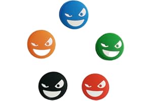 LEEJTONGQ Lot de 5 amortisseurs de vibrations pour raquette de tennis en silicone souple,Amortisseurs de raquette de tennis,Motif smiley,Pour réduire l'amplitude des vibrations de la corde de raquette