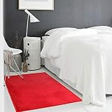 Fácil de limpiar Monbeautapis Alfombra Rojo Muy Suave Antideslizante Rojo Franela poliéster, poliéster, Rojo, 120x60 cm