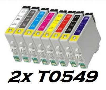 2X T0549 Blau Kompatible Tintenpatrone für Epson Stylus Photo R800 & R1800 . 18.2ml jedem. Ersetzt Epson Tintenpatronen Frosch