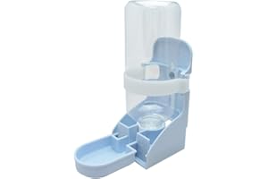 Andiker 2-in-1-Wasserflasche für Hundekäfige, tragbarer Wasserspender zum Aufhängen, 500 ml, für Haustierkäfig-Flasche für Süßwasser, abnehmbarer automatischer Trinkbrunnen für Katzen (blau)