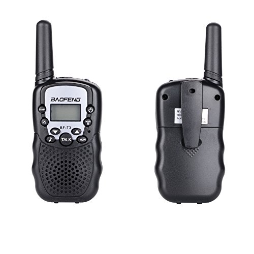 Imurz Kids Walkie Talkies 3KM Range 22 Channels Handset with Indicator and Belt Clip Two Way Radio for Children Outdoor Camping Hiking 2 PCS (Black)