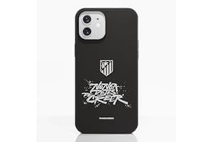 PHONECASES3D - Funda Móvil Compatible con Apple iPhone 12 Oficial de Atlético de Madrid Compostable A Base de Plantas Black