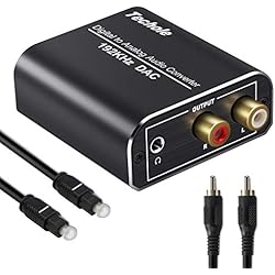 192kHz Convertidor Audio Digital Analógico, Techole DAC Audio Óptico Coaxial (RCA) Toslink SPDIF a Estéreo RCA L/R y Jack 3.5mm con Cable Óptico y Cable Coaxial para PS4/3, Xbox, HDTV, BLU-Ray, DVD