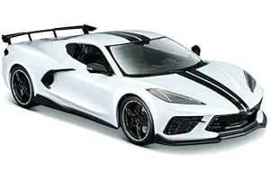 Maisto Chevrolet Corvette Stingray Coupe 2021: model samochodu w skali 1:24, drzwi ruchome, biały (531534W)