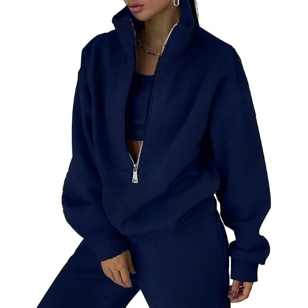 Survêtement Femme 2 Pièces – Ensemble Jogging Élégant Avec Sweat Zippé à Capuche Et Pantalon Taille Haute – Grande Taille Disponible