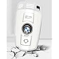 StyleC Remote Key Cover Compatible with BMW 1 3 5 SERIES X1 X3 X5 X6 E60 E90 E70 Z4 TPU Case Key Fob Keyless Remote Control Smart A (White Silver)