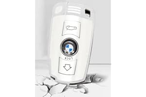 StyleC Remote Key Cover Compatible with BMW 1 3 5 SERIES X1 X3 X5 X6 E60 E90 E70 Z4 TPU Case Key Fob Keyless Remote Control Smart A (White Silver)