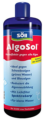 Söll 12275 Algenbekämpfung, AlgoSol, gegen grünes Wasser im Gartenteich, Algenmittel für Fadenalgen, 1 L , rot