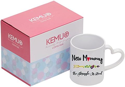 Kemug - Funny Mommy Mug - New Mommy The Struggle Is Real - Ceramic Coffee Mugs - Mugs Tea - White 11oz