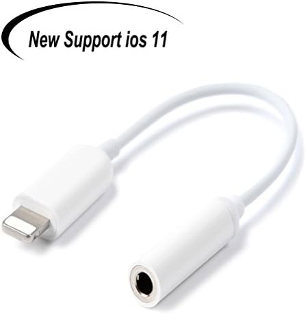 Lightning Jack Adapter to 3.5 mm Headphone Jack Adapter for iPhone7/7plus iPhoneX/10/8/8 plus iPad Lightning Connecter to Audio Female Earphone Adaptor Enjoy High Quality Music and the Perfect Support Car Aux Earphone Microphone New Support for iOS11 or Later [Design for Music Lover](Wihte)