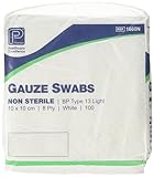 Premier 1660 Cotton Gauze Swabs 8 Ply 10 cm x 10 cm White Paper Packs (Pack of 100)